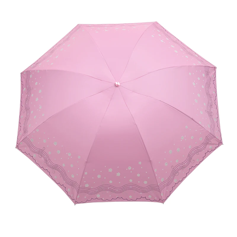 Triple folding sunshine umbrella dual purpose lady sunshade sun