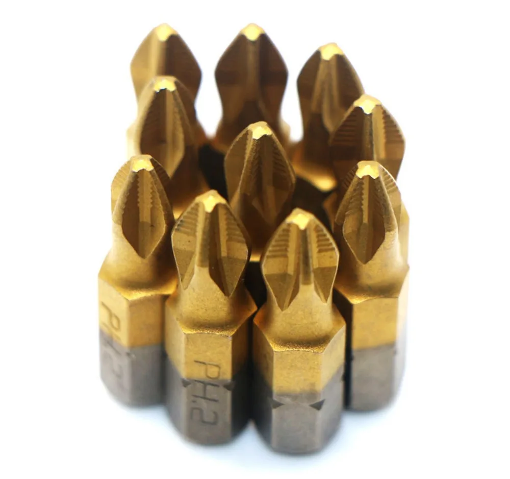 

Titanium Coated 10pcs 25mm Anti Slip Hex Shank Drill Screwdriver Bit Tools Set Kit For PH2 Electric Hand screwdriver Tool