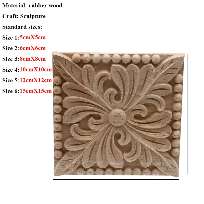 Vintage Unpainted Wood Carved Decal Corner Applique Frame For Home Furniture Wall Cabinet Door Decorative Wooden Miniature Craft