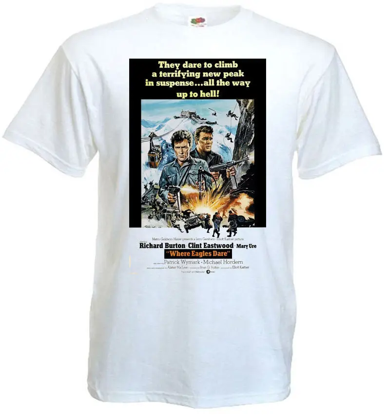 T Shirt Design Website Men's Fashion Short O-Neck Where Eagles Dare V2 T-Shirt White Movie Poster All Sizes S To 3XL Shirts |
