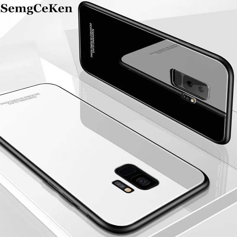 

SemgCeKen luxury hard glass mirror case for samsung galaxy j4 j6 j7 plus j4plus j6plus j8 2018 silicone back coque phone cover
