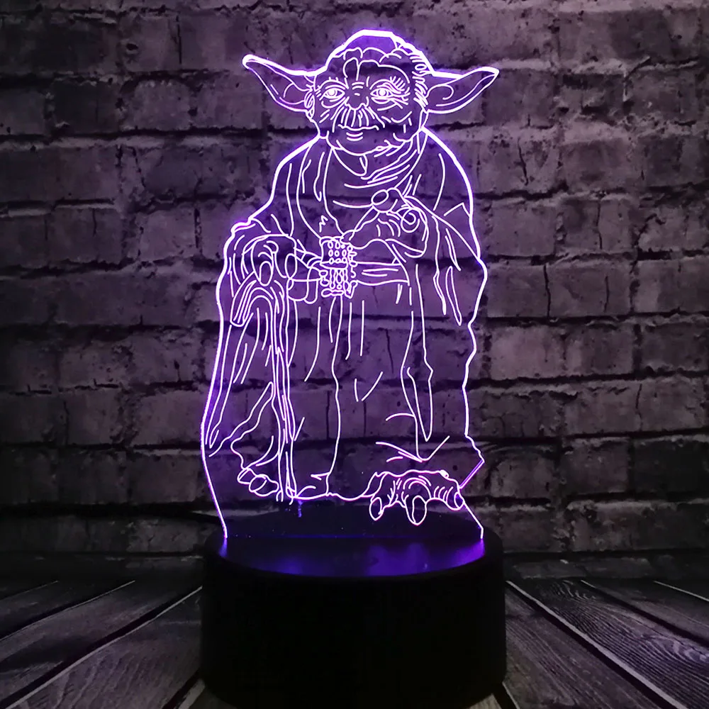 

2019 NEW Star War Master YODA 3D LED LAMP NIGHT LIGHT Multi color RGB Bulb Christmas Decor Gift Cartoon Toys Party Supply Lava