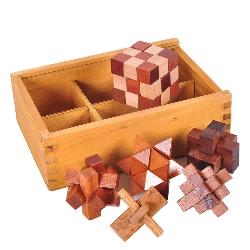 

Wooden Luban lock toy 6 pcs/set 3D Handmade Vintage Ming lock IQ Brain Teaser Puzzle Game Toys for Children Adult Puzzle Toys