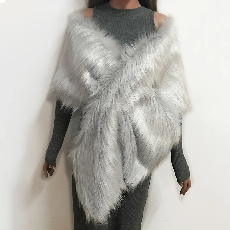 

Women's Faux Fur Crop Poncho 2019 Autumn Winter Female Fashion Outwears Lady Solid Fluffy Sleeveless Bridal Wedding Capes