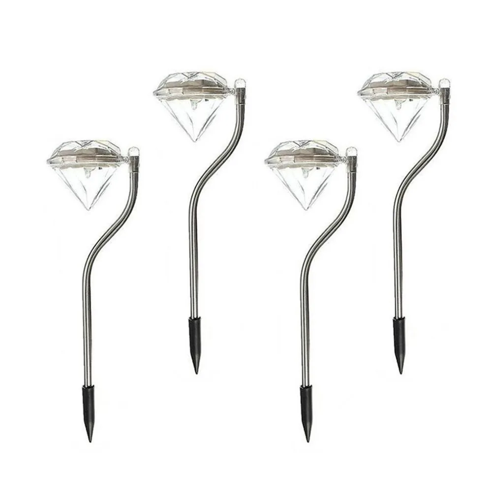 Goedkoop 4 stks set LED Zonne energie Lamp Diamant Vorm Outdoor Gazon Verlichting voor Voetganger Pathway Tuin Villa Decoratie Dropshipping