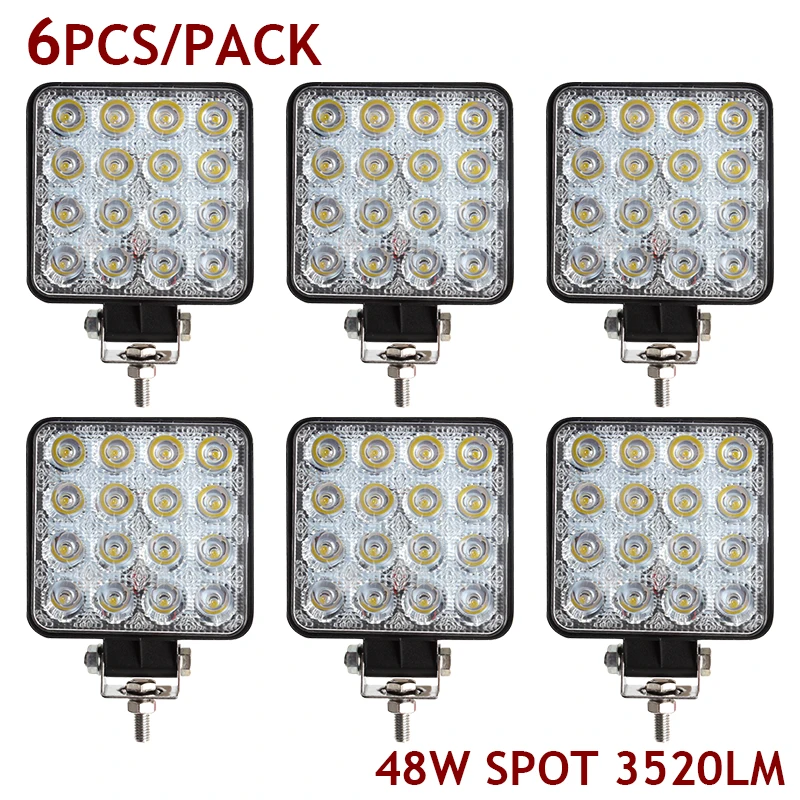 

OKEEN 4inch LED Tractor 48W Squar Offroad LED Car 4WD Truck Trailer 4x4 SUV ATV UTV 12V Spot Flood LED Light Bar LED Work Light
