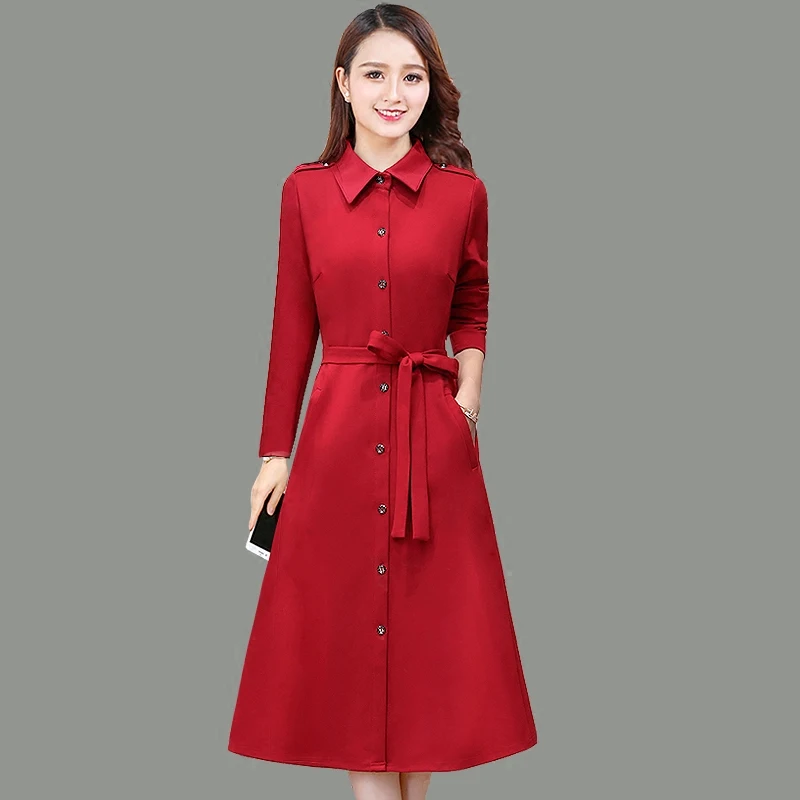 

Spring Autumn Women Belted Blouse Shirt Dress Female Solid Color Long Sleeve Oversized Dresses Casual Plus Size vestidos L55
