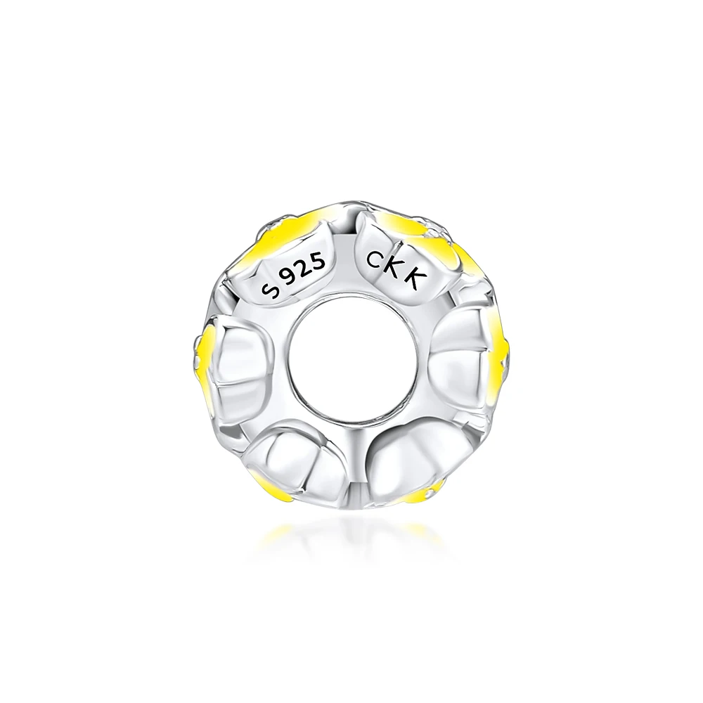 Подходит для Pandora шармы браслеты цветение магнолии бусины стерлингового серебра 925 пробы ювелирные изделия с бледно-желтой эмалью