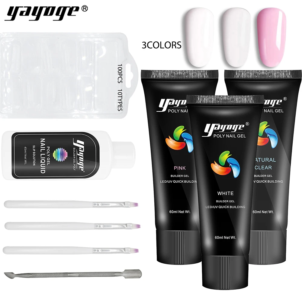

Yayoge Poly Gel Kit LED UV Polygel Set Lacquer Gel Nail Polish For False Tips Extension Quick Building Gel Varnishes Hard
