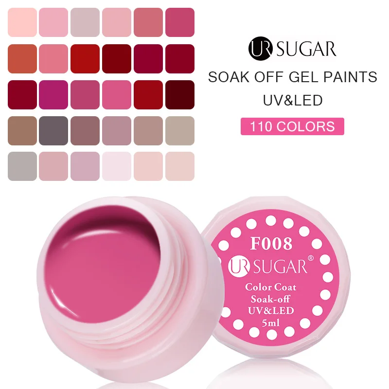 

5ml UR SUGAR Soak Off UV Gel Grey Pink Red White Black Series Colorful Coat UV & LED Nail Art Gel Polish Lacquer Varnish
