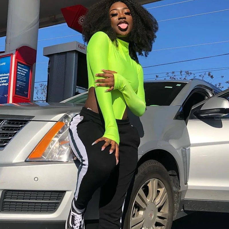 Fitshinling 2019 Autumn Bodysuit For Women Long Sleeve Turtleneck Body Jumpsuit Neon Green Streetwear Solid Basic Bodysuits Sale Fitshinling 2019 Autumn Bodysuit For Women Long Sleeve Turtleneck Body Jumpsuit Neon Green Streetwear Solid Basic Bodysuits Sale