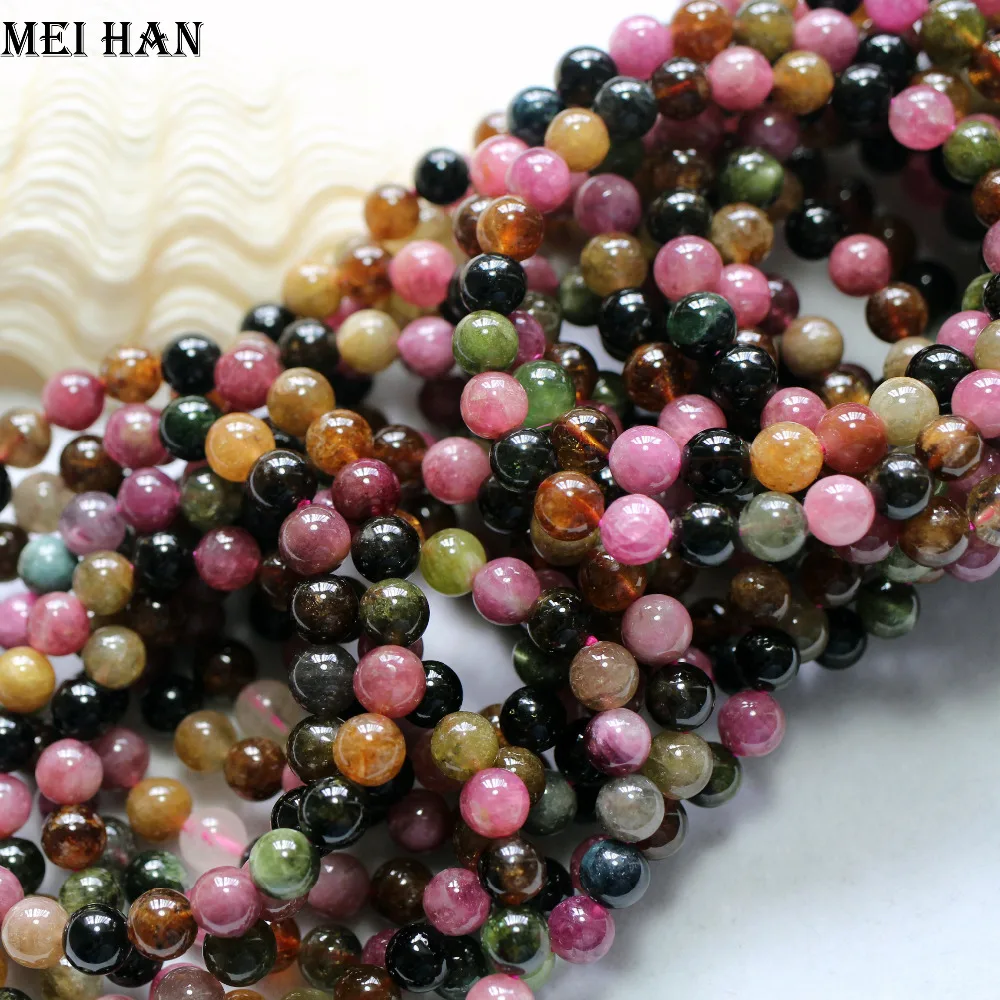 Meihan(approx24beads/набор) 7-7,5 мм натуральный А+ турмалин браслет для женщин браслет ювелирные изделия DIY дизайн