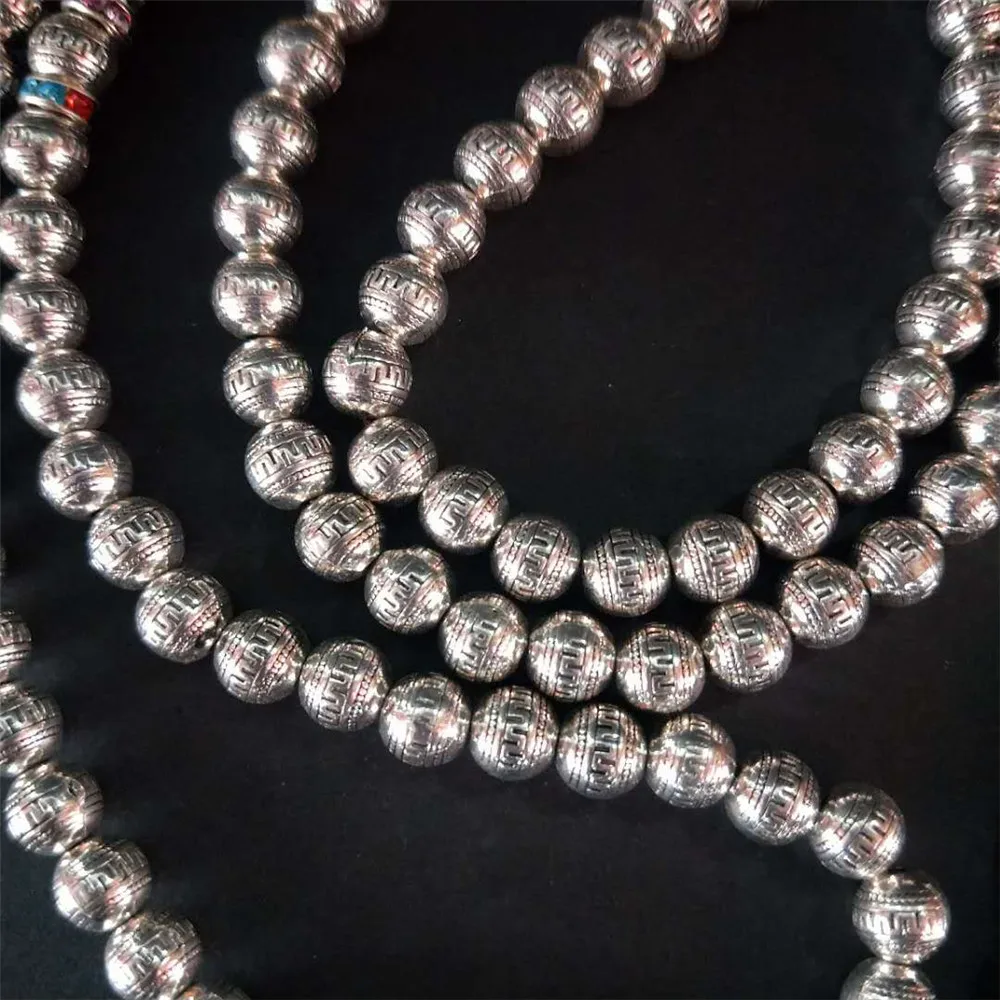 9 мм Чистый белый медный непальский латунный бисер длинный 108 ожерелье или браслет из нитей мужские буддийские медитации четки 108 мала Прямая поставка