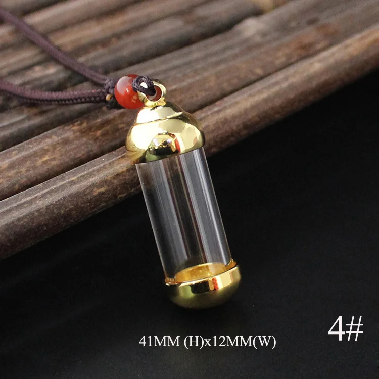 1PC Openable Glass Vial Necklace For Men Women Tube Pendant Empty Bottle Cremation Urn Jewelry - Окраска металла: 4-41X12MM Gold