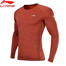 Li-Ning мужские футболки для бега, облегающие, полиэстер, дышащие, быстросохнущие, с подкладкой, удобные, спортивные, топы ATLN003 CJFM18