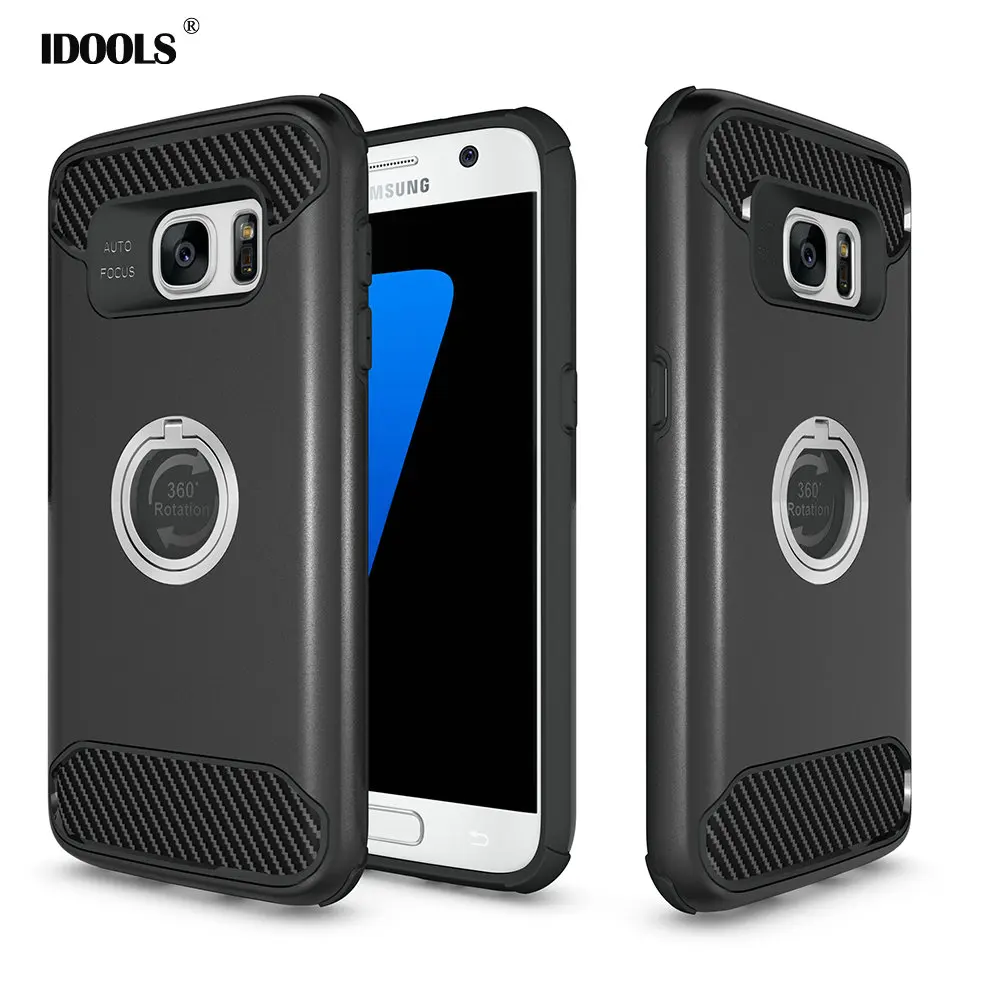For Samsung Galaxy S7 Edge Case Magnetic Ring Holder With Carbon Fiber Stand Cover Mobile Phone Cases For Samsung Galaxy S7 Edge