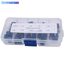 50 Pz/lotto 3296W Multigiro Trimmer Del Potenziometro Kit di Alta Precisione 3296 Resistore Variabile 500R 1K 2K 5K 10K 20K 50K 100K 200K 1M