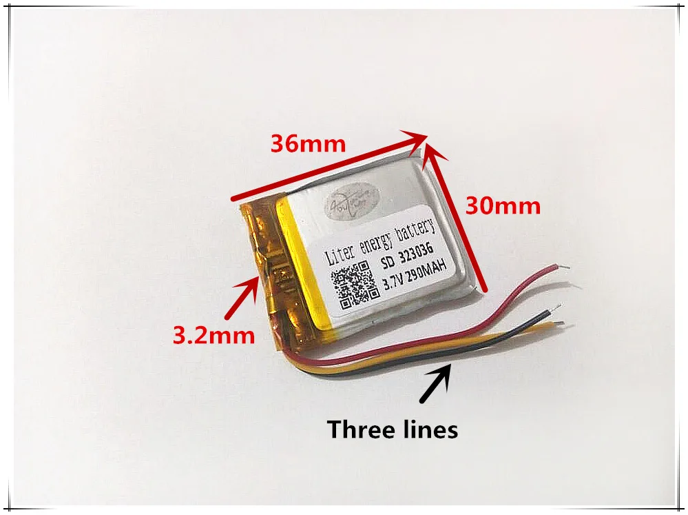 Три линии 3,7 V 290mAh 323036P литий-полимерные батареи настоящий MP3/MP4/аккумулятор для мобильного телефона