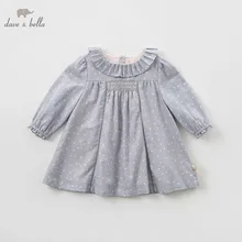 DB7496 dave bella/платье для маленьких девочек весенние платья с длинными рукавами детское платье для девочек детское Эксклюзивное Платье на день рождения