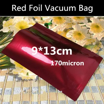 

200pcs 9x13cm (3.5'' * 5.1'') 170mic 3 Sides Red Foil Vacuum Bag Aluminizing Foil Vacuum Pouch Free Shipping