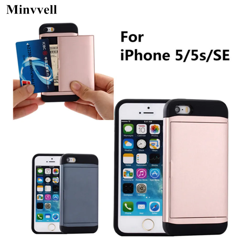 Ударопрочный чехол с слотом для карт iphone 5 5S SE Жесткий Чехол из мягкого ТПУ
