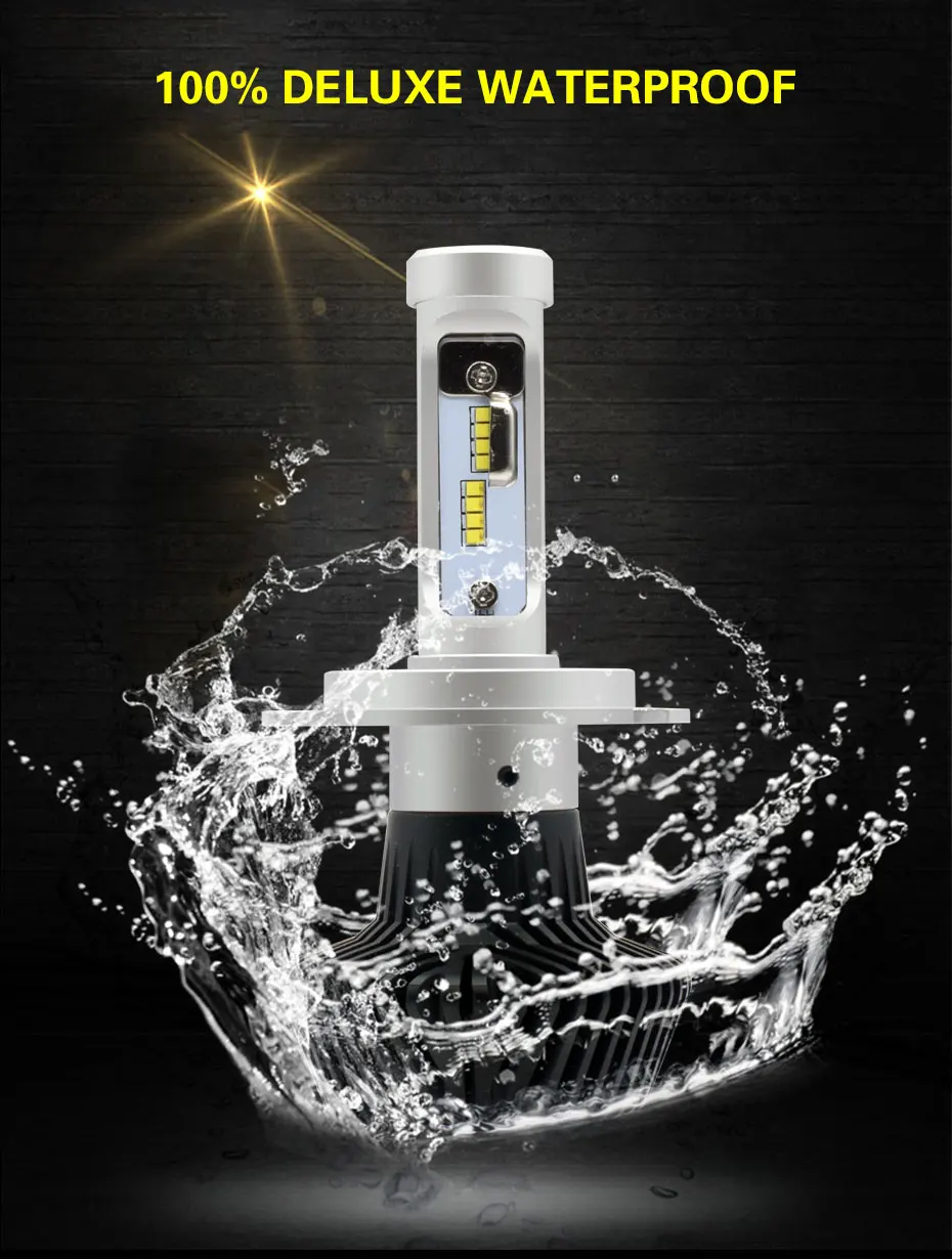G7 7S S7 LED Headlights Conversion Kit H4 H1 H3 H7 9003 9005 HB3 9006 H8 H9 H11 50W 8000LM 6500K Replace Factory High & Low Beam (4)