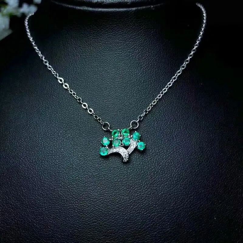 

SHILOVEM 925 sterling silver real Natural Emerald Pendants classic fine Jewelry women wedding wholesale new 3*3mm bz0303015agml