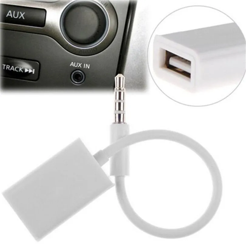 

D3 3.5mm Male AUX Audio Plug Jack To USB 2.0 Female Converter Cable Cord Car MP3