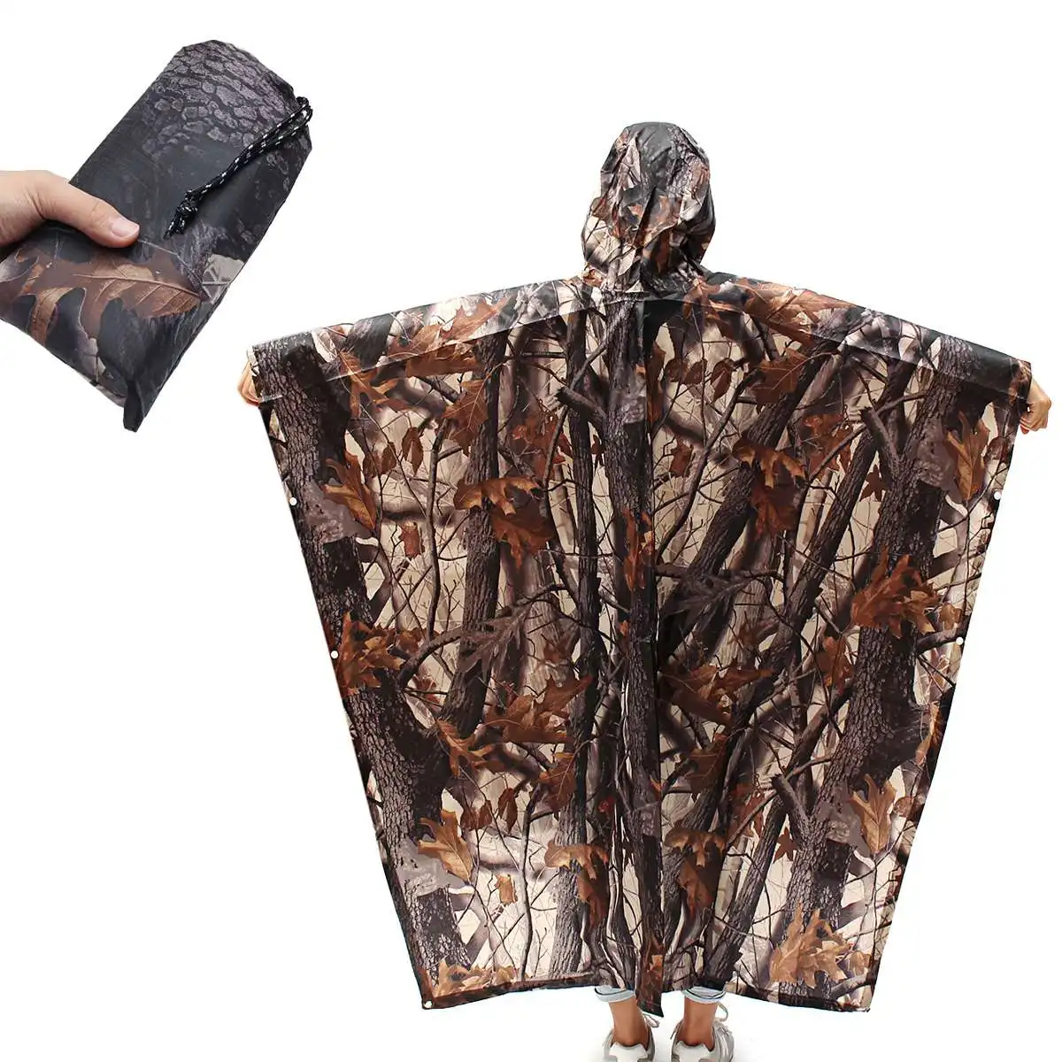 

220x145CM 3 In 1 outdoor camping survival Military Travel Camouflage hiking Poncho Backpack Rain Cover Waterproof tent mat