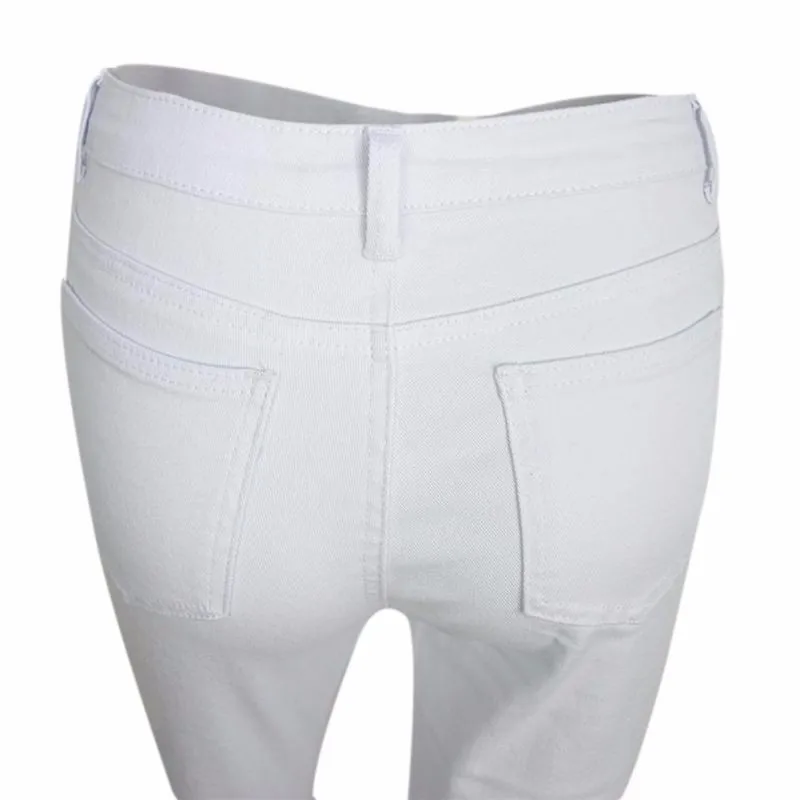 Новые модные летние белые рваные джинсы для женщин Прохладный Высокая талия женские брюки-Капри узкие черные повседневные джинсы