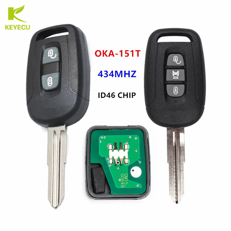 KEYECU Replacement Uncut Remote Head Key 2/3 Button 433MHz ID46 Chip for Chevrolet Captiva 2008-2013 European & ME FCC: OKA-151T |