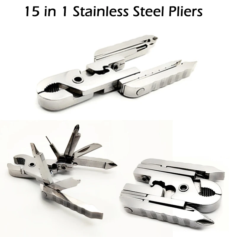 

15 In 1 EDC Multi-tool Pliers Travel Tool Keychain Combination EDC Tool Folding Pliers Screwdriver Outdoor Multi Tools