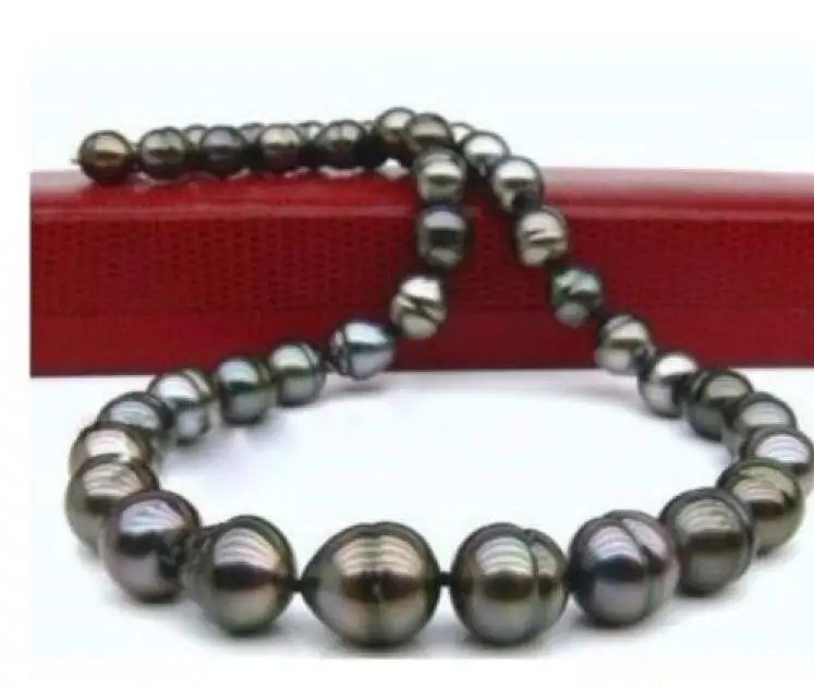 

PERFECT 18"12-13MM AAA TAHITIAN BLACK PEARL NECKLACE 925silver DA90