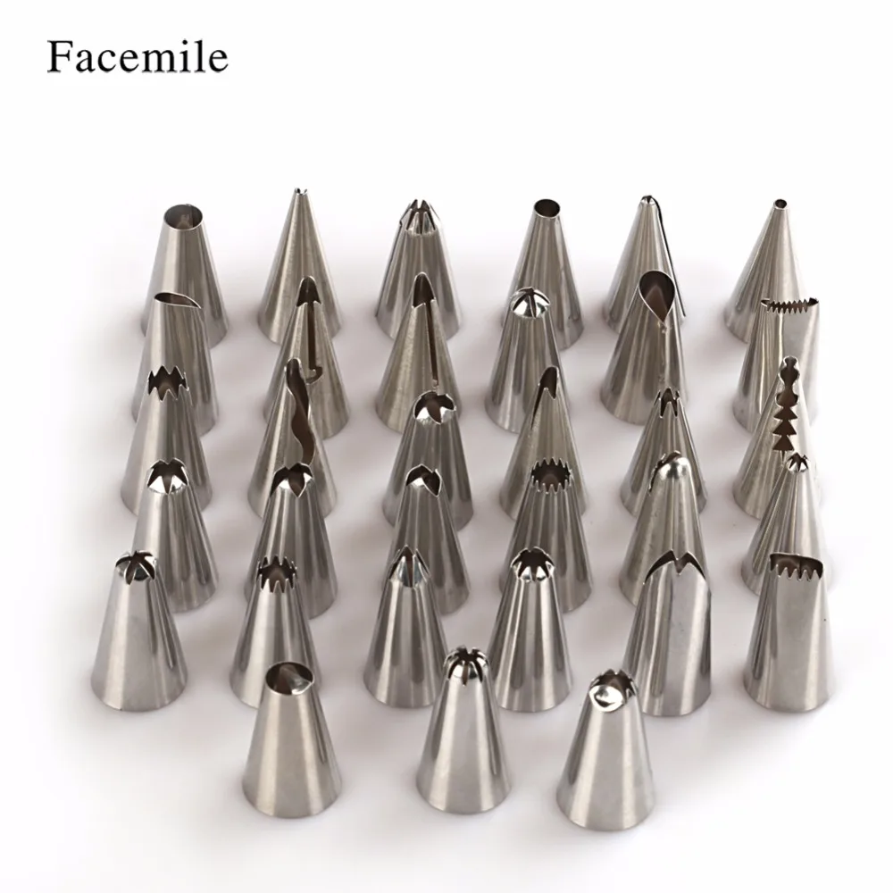Facemile Stainless Steel Nozzles Pastry Set 33pcs/set Cake Russian
