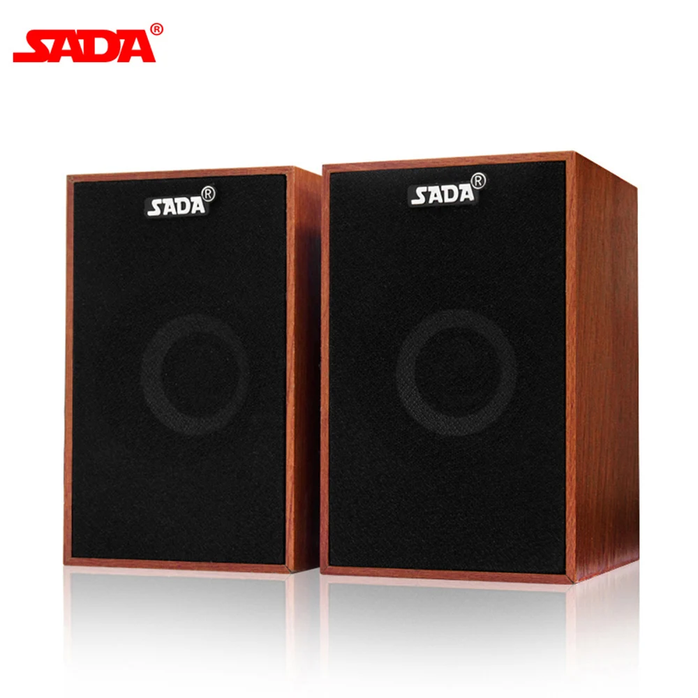 

SADA V-160 USB Wired Mini Computer Speakers Bass Stereo Wooden PC Speaker Soundbar 3.5mm AUX IN for Laptop Desktop Smart Phones
