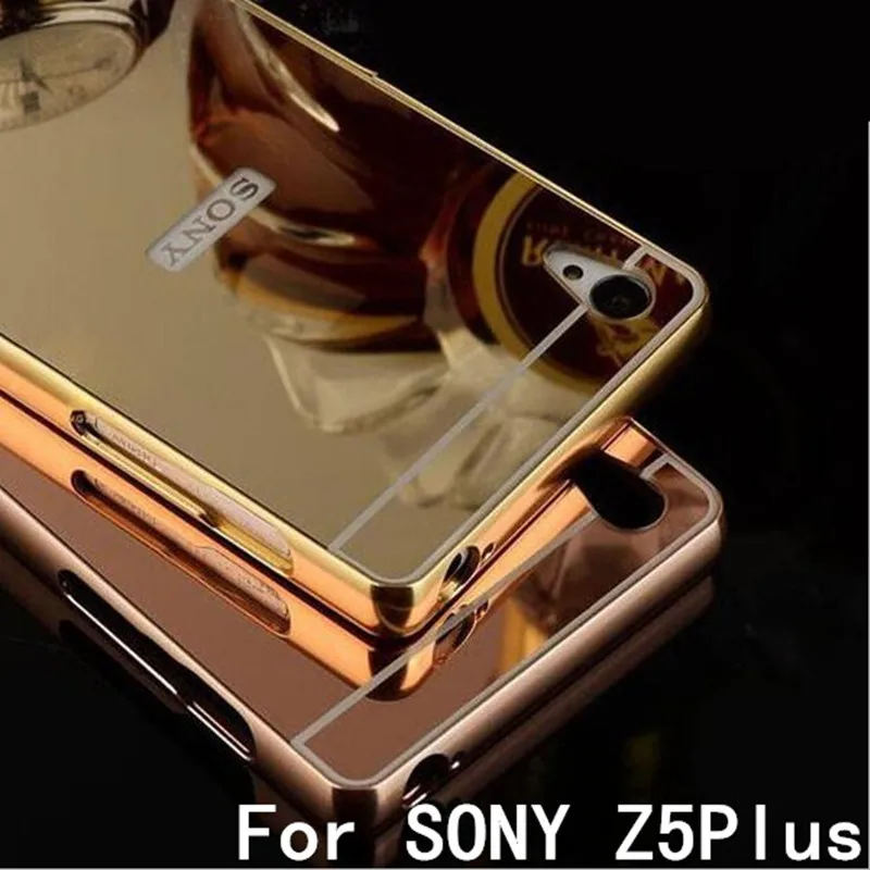 Чехол для Sony Z5 Premium алюминиевая металлическая рамка + зеркальная акриловая задняя