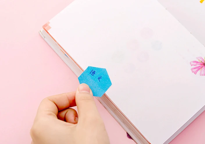 Градиентный цвет, шестигранная этикетка, блокнот для заметок, записная книжка, канцелярские бумажные наклейки, офисные школьные принадлежности