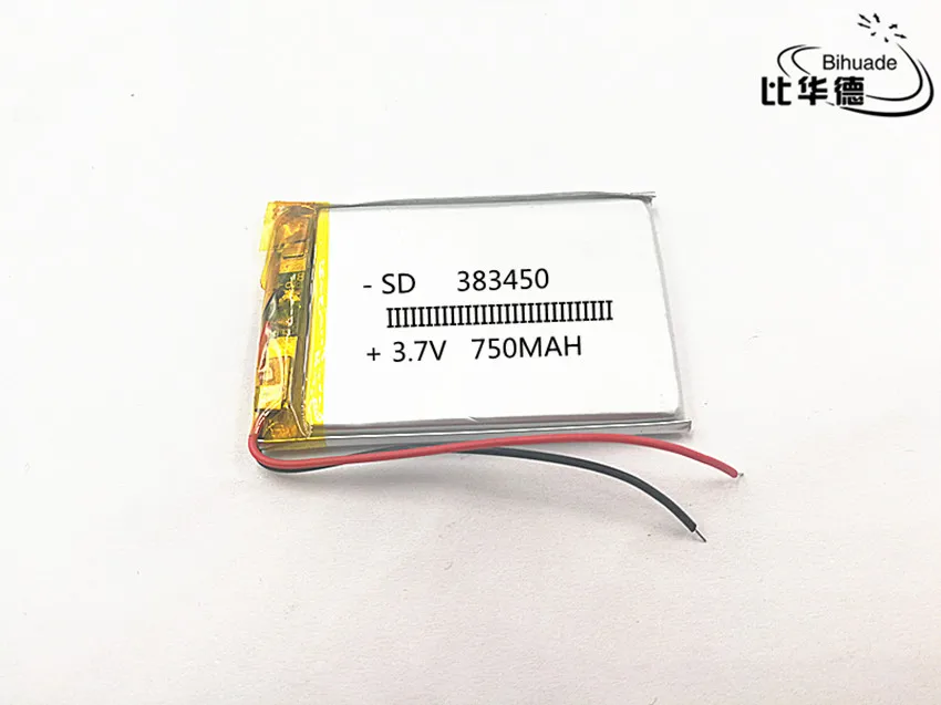 10 шт./лот 3,7 V, 750 mAH, 383450 PLIB; полимерная литий-ионная/литий-ионный аккумулятор для gps, mp3, mp4, mp5, dvd