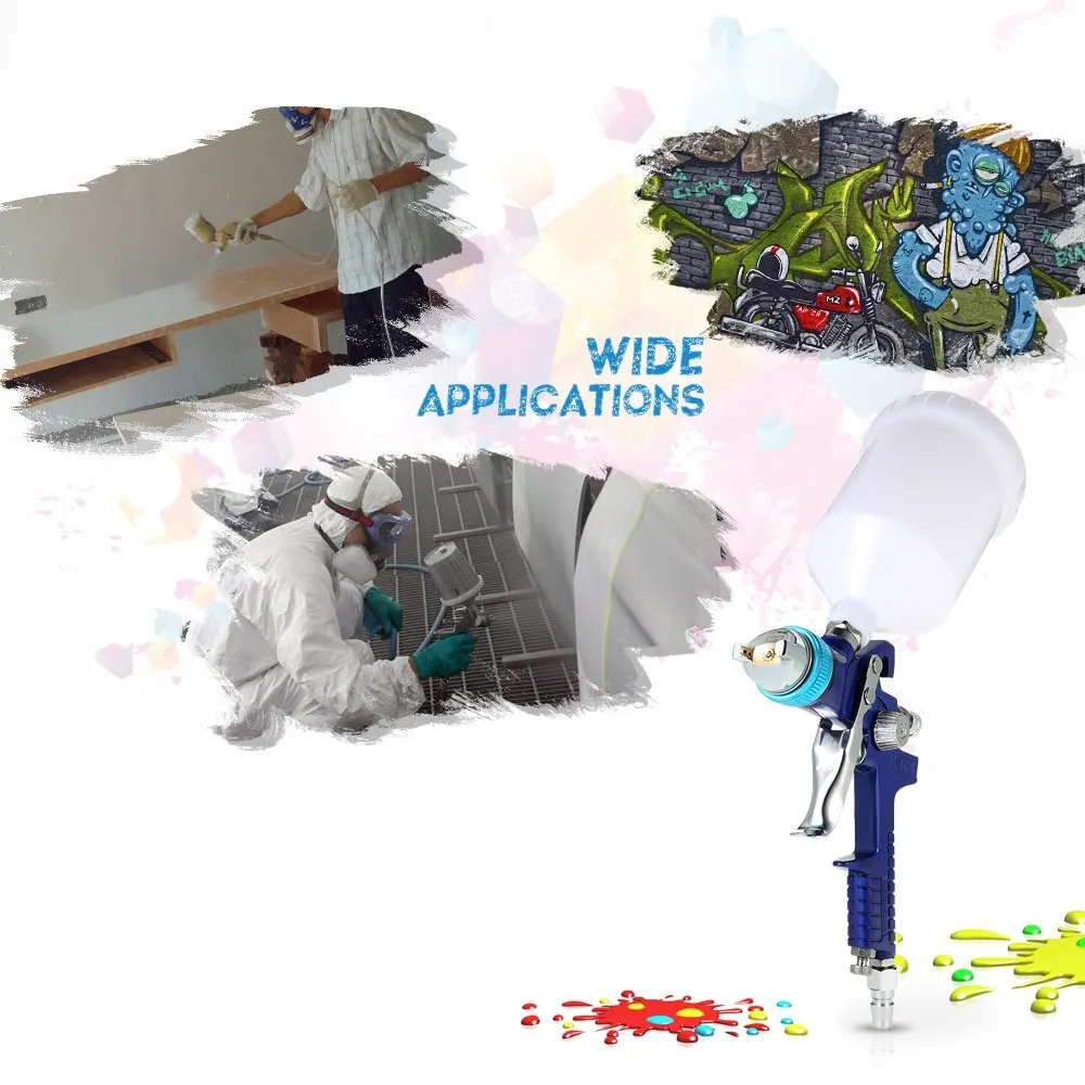 

Gravity Feed HVLP Airbrush 600cc Paint Spray Gun aerografo Car Furniture Finishing Coat Painting Spraying Tool 1.7/1.4mm Nozzle