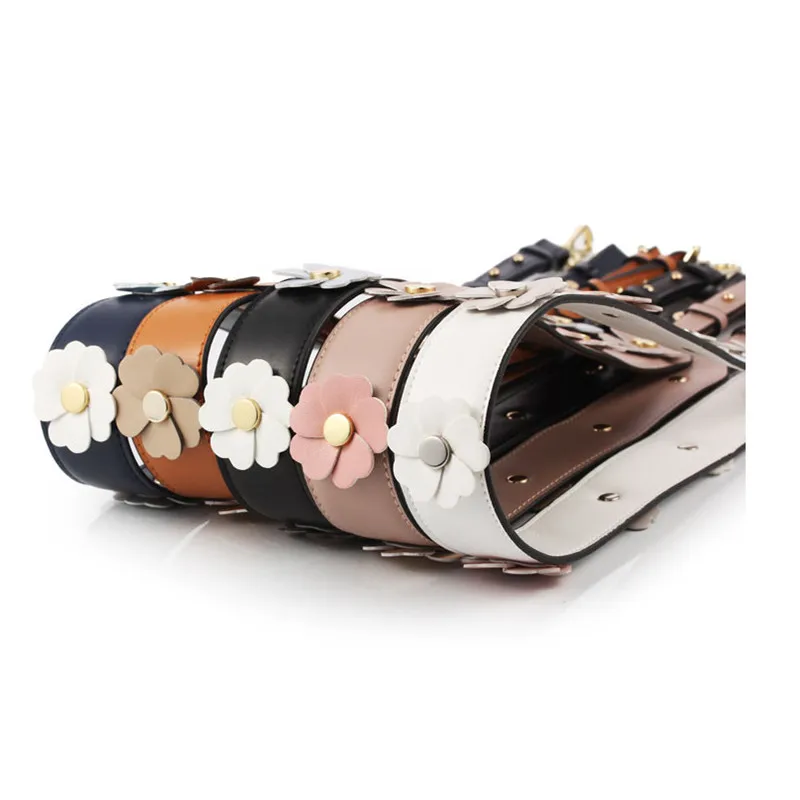 Colorful Bag Strap Cowhide Leather Crossbody Shoulder Strap Flower Rivets Handbag Accessories Adjustable Bag Straps Belt For Bag