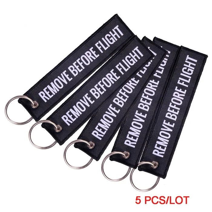 Remove Before Flight Chaveiro тег брелок с вышивкой брелок для ключей для авиации OEM Брелоки ювелирные украшения Чемодан бирка в виде брелка для ключей, 5 шт./лот - Цвет: Woven Black