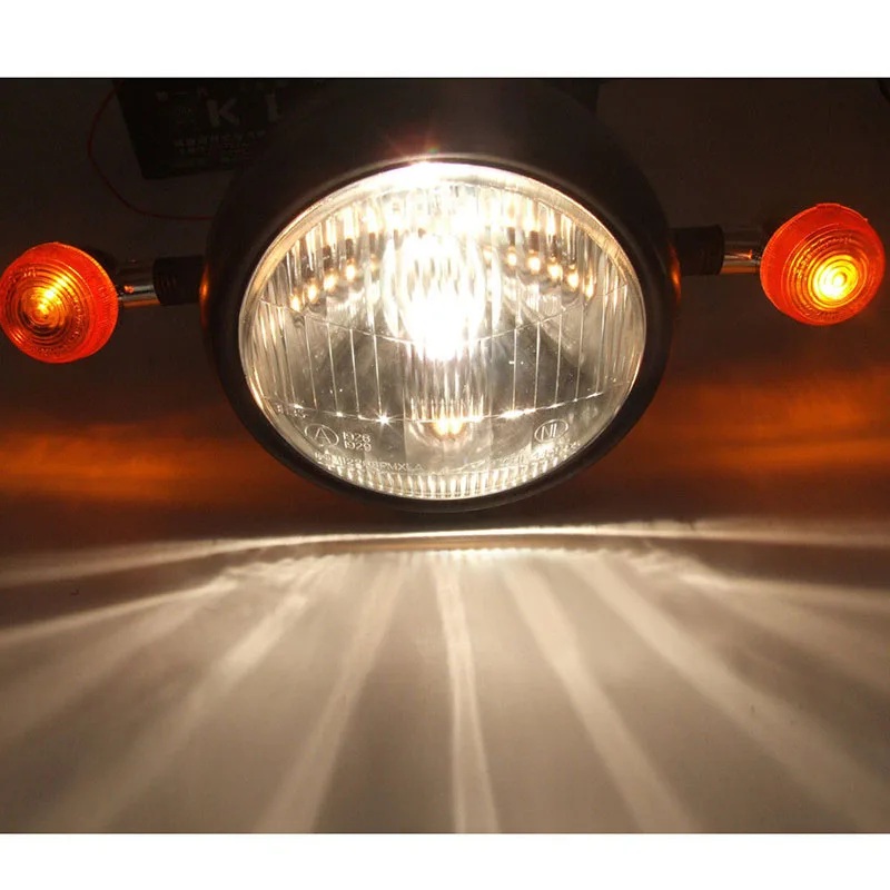 

MAYITR DC 12V Motorcycle Retro Front Headlight Turn Signal Amber Light+Mount For Motorbikes Cafe Racer Bobber