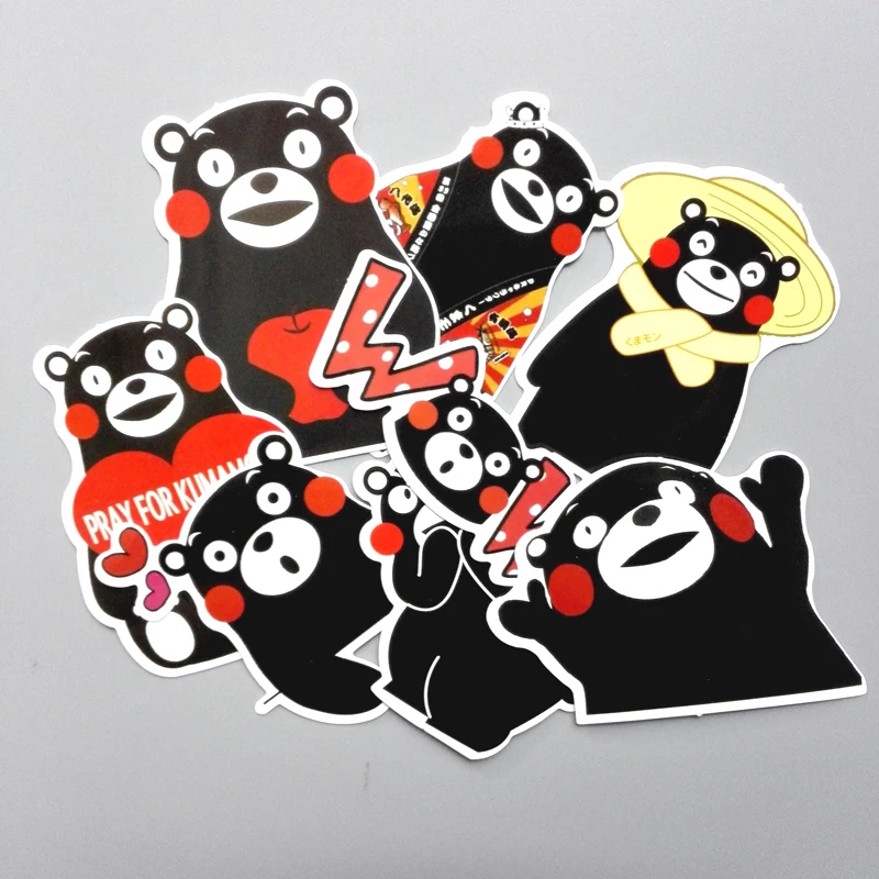 

TD ZW 8pcs/lot Japan Cute Bear Kumamoto Cartoon Sticker For Car Laptop Luggage Skateboard Phone Decal Kids Toy Stickers