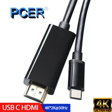 PCER USB C HDMI Cable Type C to HDMI Thunderbolt 3 for MacBook Samsung Galaxy S10/S9 Huawei Mate 20 P20 Pro 4K type c HDMI Cable