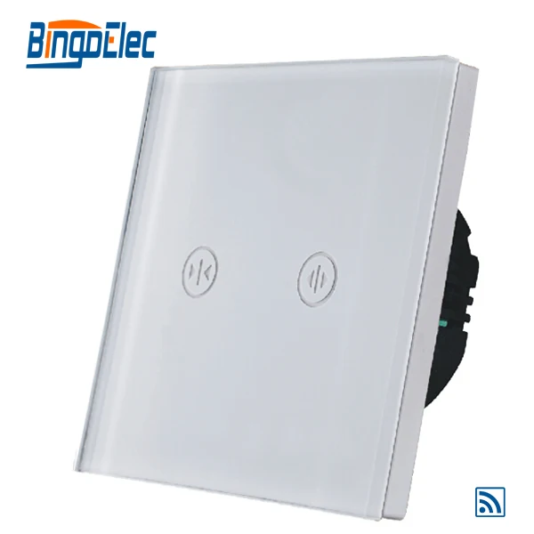 EU UK Standard Curtain Switch White Toughened Glass Touch Button Remote Curtain Switch AC110 250V Free