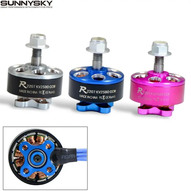 SUNNYSKY R2207 CW/CCW 1800KV 2580KV 3-4S бесщеточный двигатель для FPV RC мини гоночный Дрон розовый