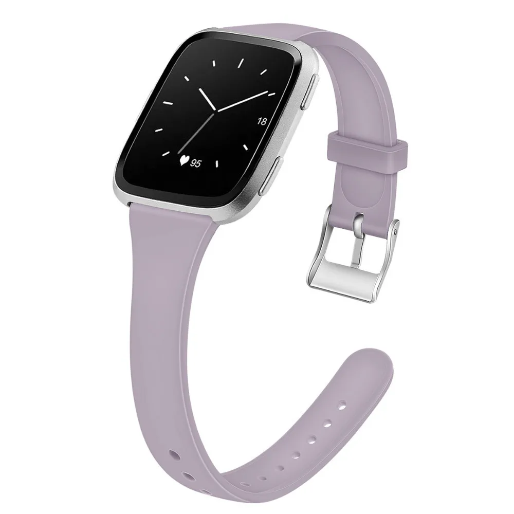 Duszake Браслет для Fitbit Versa/Versa Lite Starp мягкий силиконовый тонкий узкий сменный мужской Т-образный ремешок для Fitbit Versa для женщин и мужчин - Цвет: Light Purple