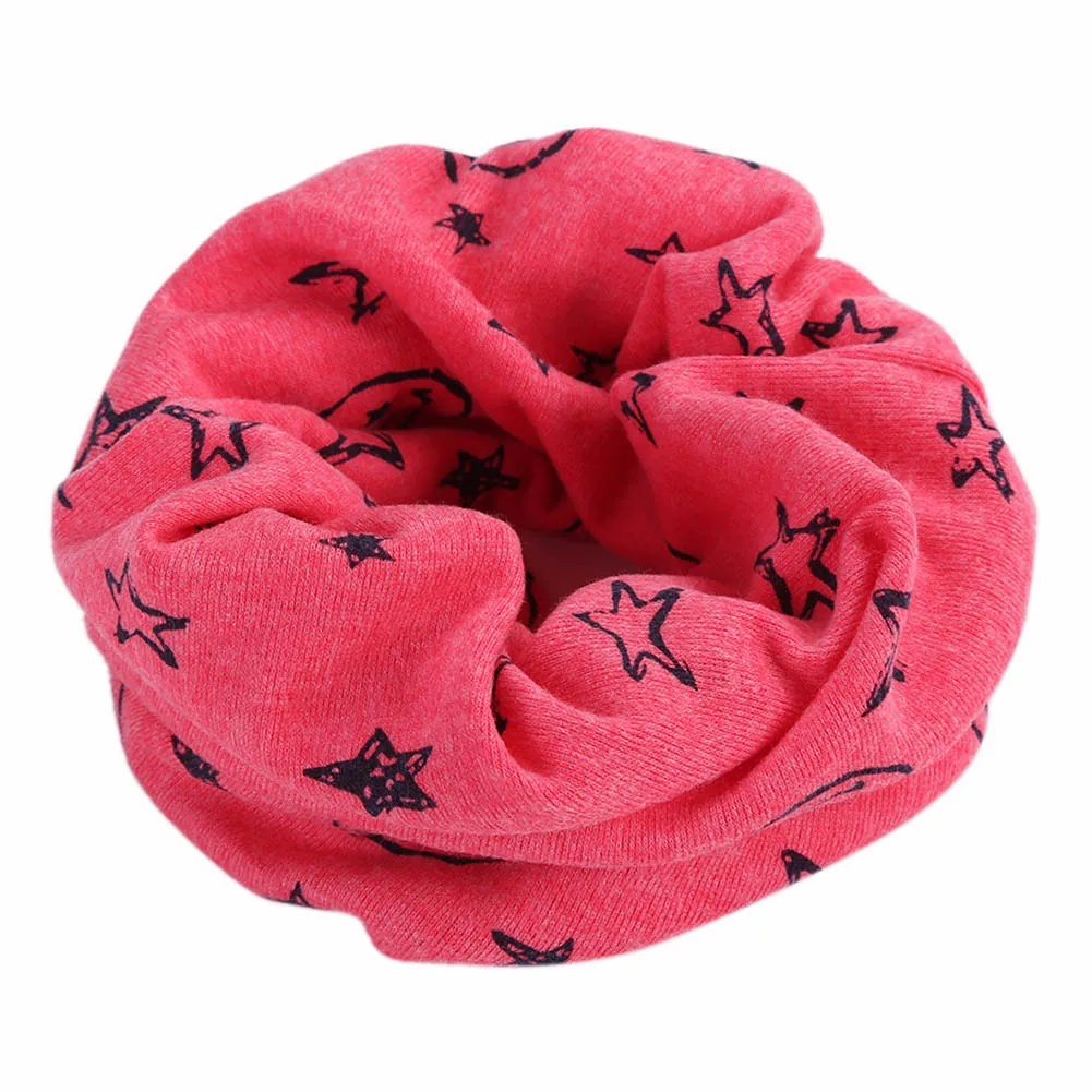 Children Kids Scarf Scarves Warm Loops Neckerchief Smile Face Stars For Winter SSA-19ING - Цвет: Розово-красный