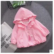 Casaco infantil/Детское пальто; верхняя одежда; roupa infantil feminina; Милая Детская куртка; пальто-Тренч с капюшоном для маленьких девочек;