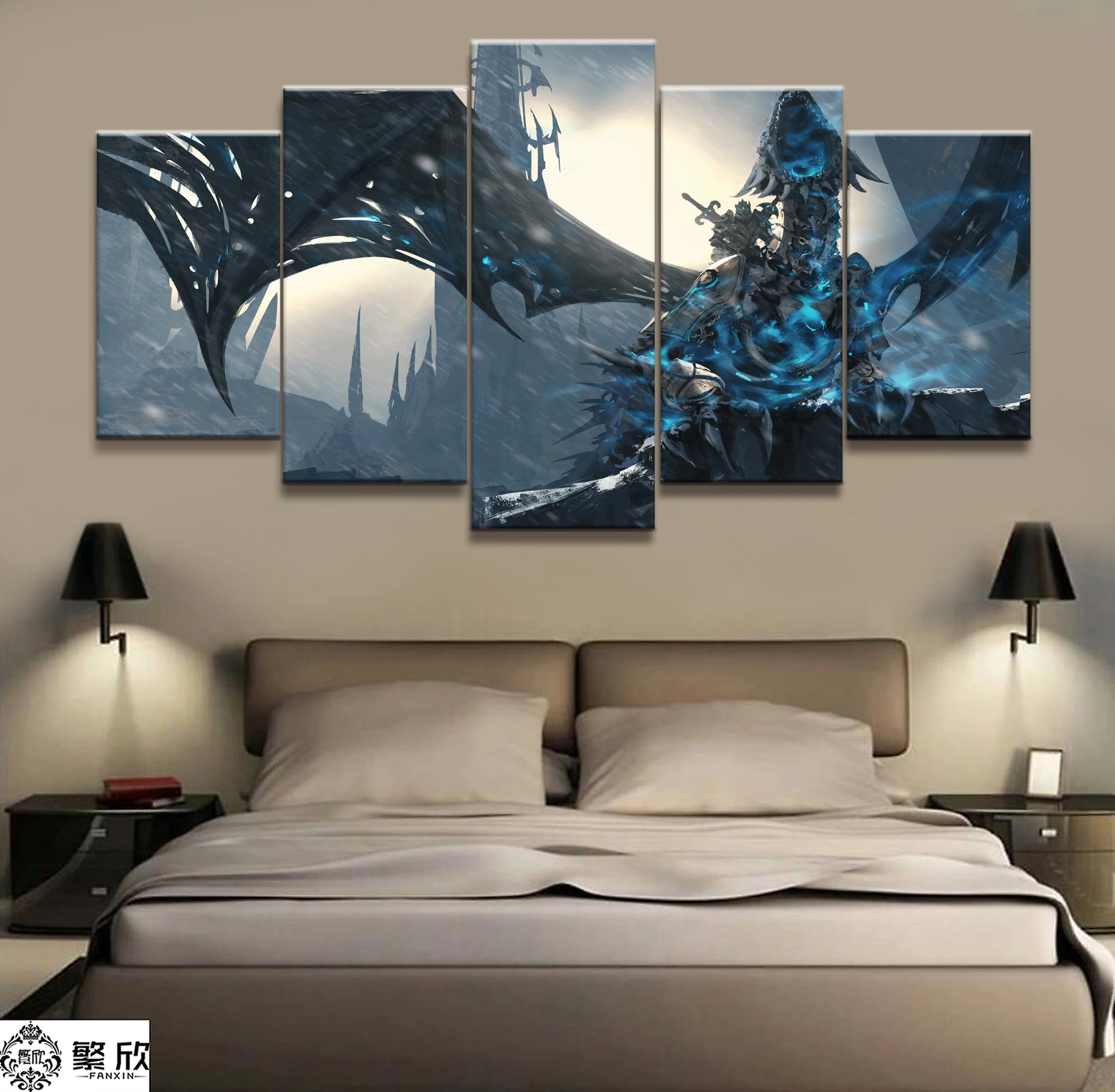 

5 Piece Video Game WOW Warcraft DOTA 2 Painting Poster Decorative Mural Art Room Wall Decor Canvas Painting Wholesale